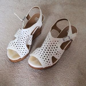 So white wedge heels